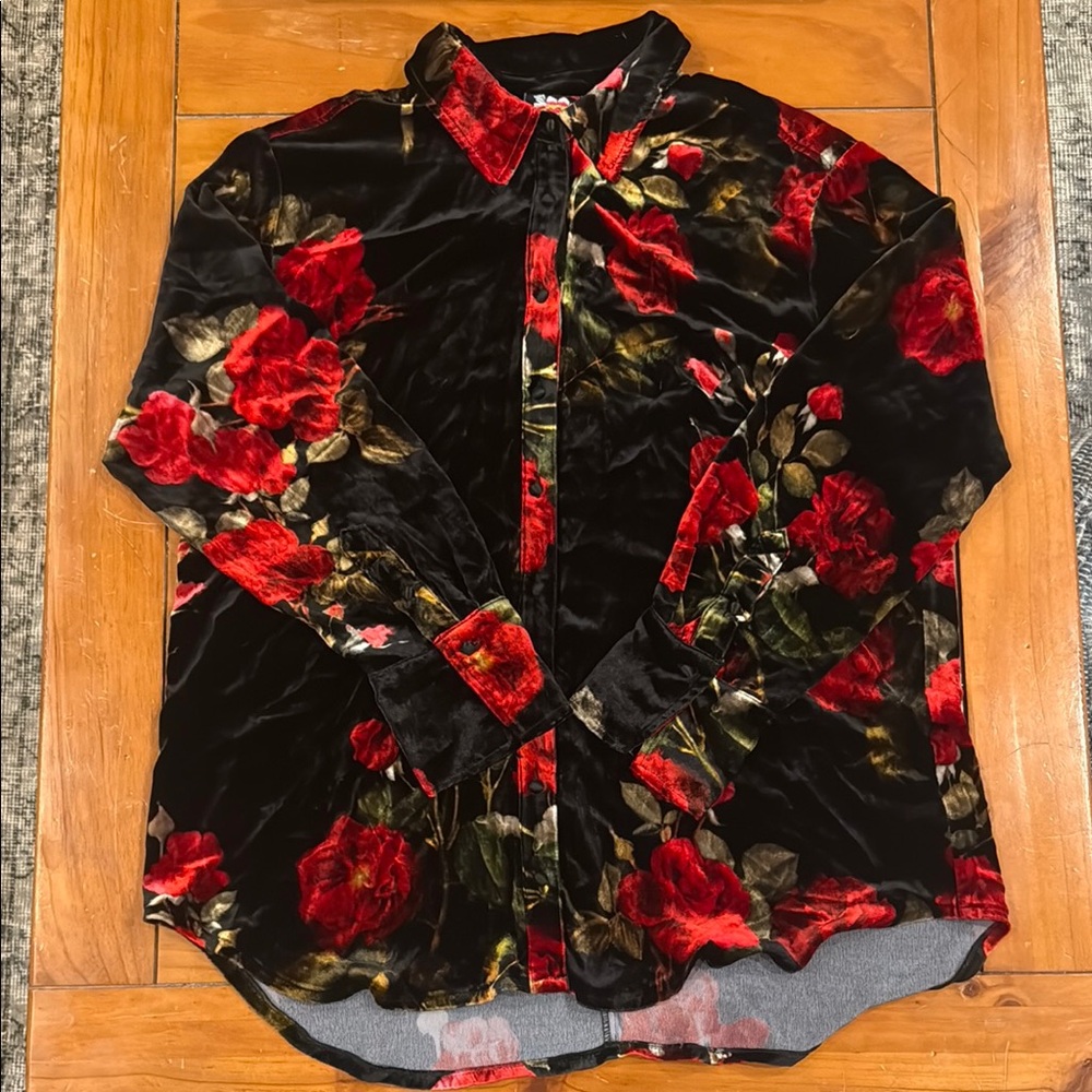 Johnny Was Floral Velvet  Shirt